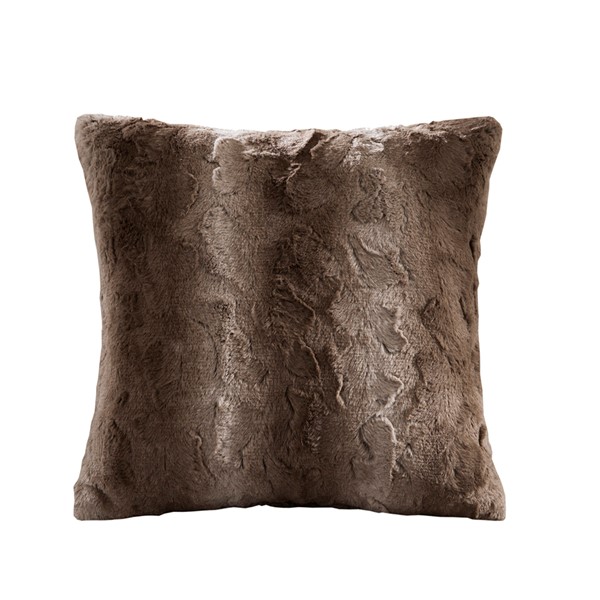 Madison Park Zuri Faux Fur Square Pillow in Tan, 20x20" MP30-1913