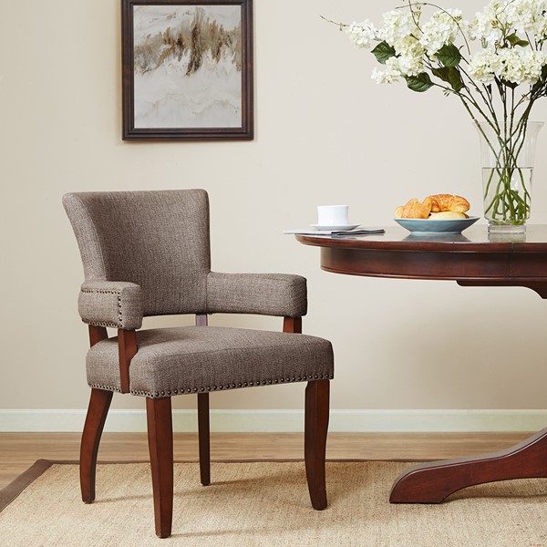 Madison Park Dawson Arm Dining Chair in Brown FPF20-0387