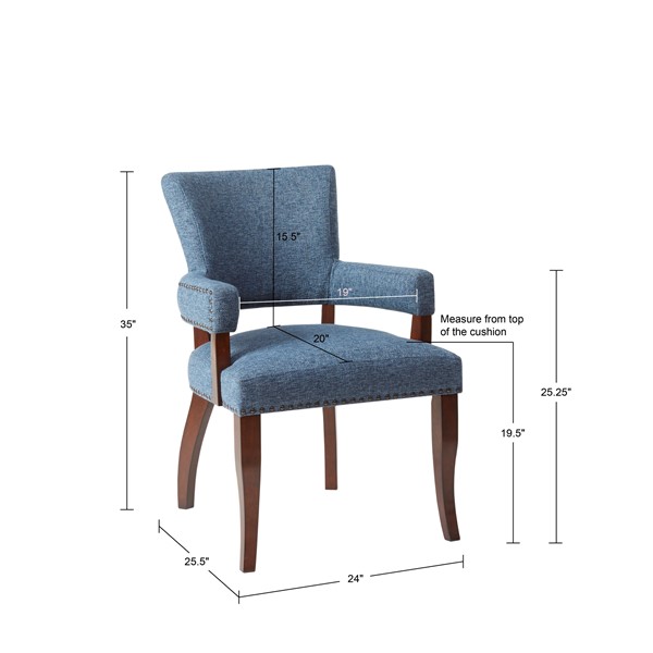 Madison Park Dawson Arm Dining Chair in Blue MP100-0042