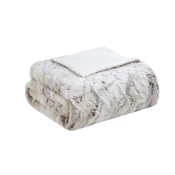 Madison Park Sachi Oversized Faux Fur Throw in Natural, 60x70" MP50-4907