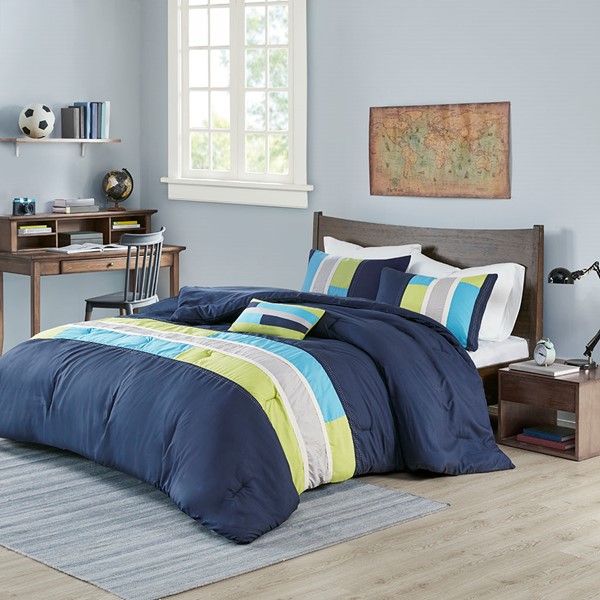 Mi Zone Pipeline Comforter Set in Navy, Full/Queen MZ10-063