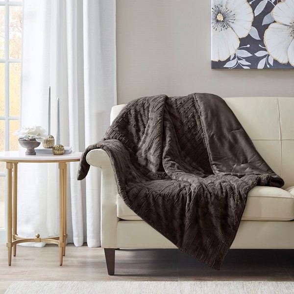 Madison Park Arctic Ultra Plush Down Alternative Throw in Chocolate, 50x60" BASI50-0415