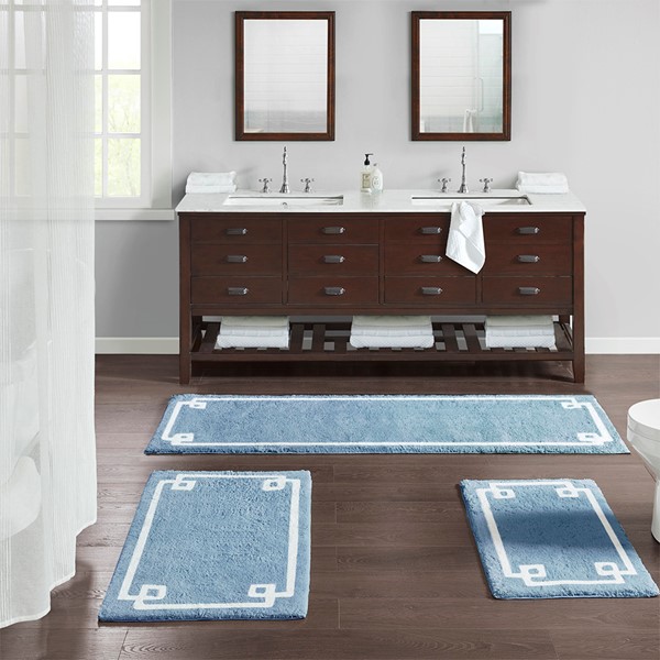 Madison Park Evan Cotton Tufted Bath Rug in Blue, 24x40" MP72-6208