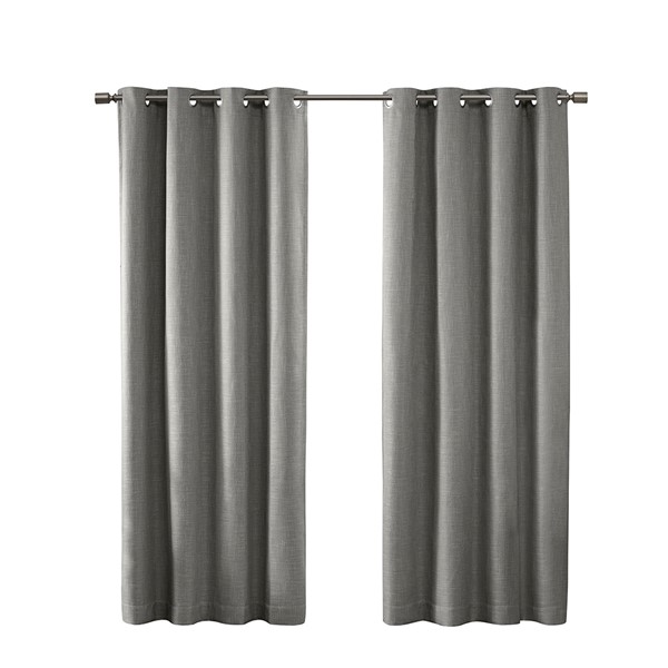 SunSmart Maya Printed Heathered Blackout Grommet Top Curtain Panel in Grey, 50x54" SS40-0026