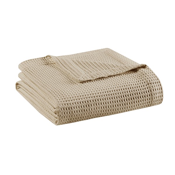 Beautyrest Waffle Weave Cotton Blanket in Khaki, Twin BR51N-3837