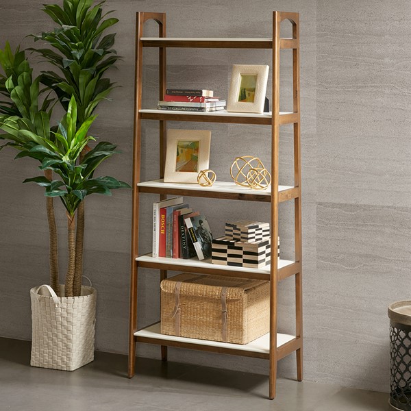 Madison Park Parker Shelf / Bookcase in Off-White/Pecan MP138-0128