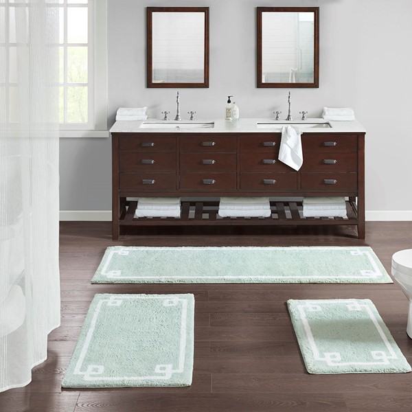 Madison Park Evan Cotton Tufted Bath Rug in Seafoam, 24x40" MP72-3612