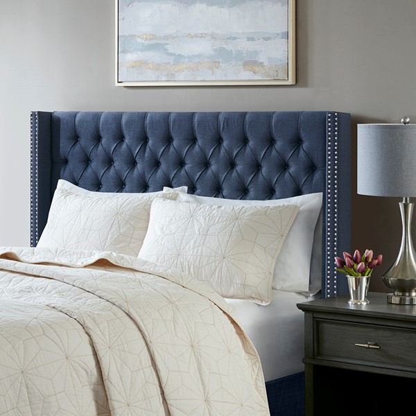 Madison Park Amelia Upholstery Headboard in Navy, King MP116-1143