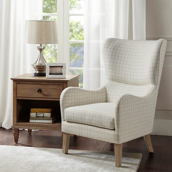 Madison Park Arianna Swoop Wing Chair in Linen MP100-0983