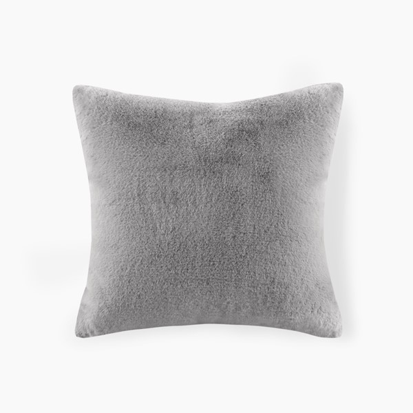 Croscill Sable Solid Faux Fur Square Decor Pillow in Grey, 20x20" CC30-0031