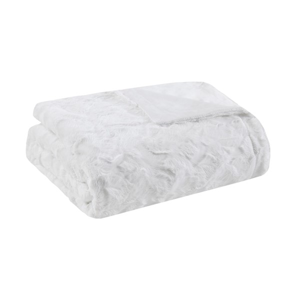 Madison Park Zuri Oversized Faux Fur Throw in White, 60x70" MP50-7191