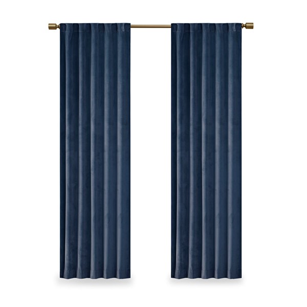 510 Design Colt Room Darkening Poly Velvet Rod Pocket/Back Tab Curtain Panel Pair in Navy, 37x95" 5DS40-0162