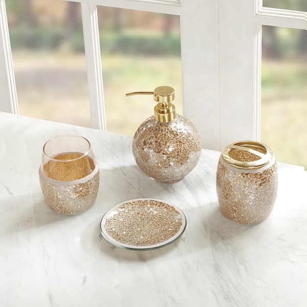 Madison Park Mosaic 4 Piece Bath Accessory Set in Gold MP71-4894