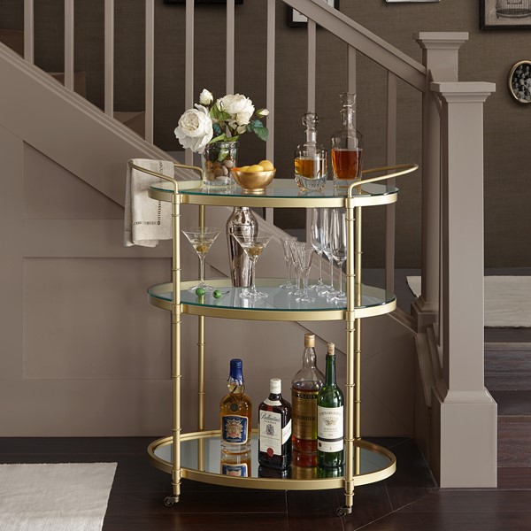 Madison Park Signature Lauren Bar Cart in Antique Gold MPS135-0049