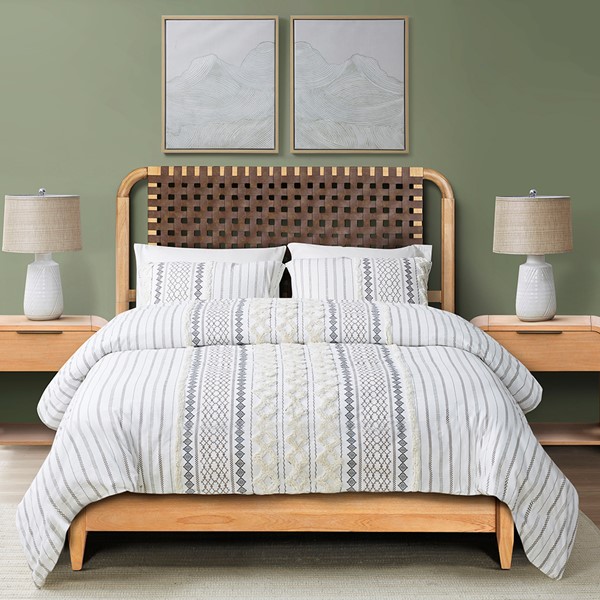 INK+IVY Jameson Woven Faux Leather Bed Queen in Natural II115-0555