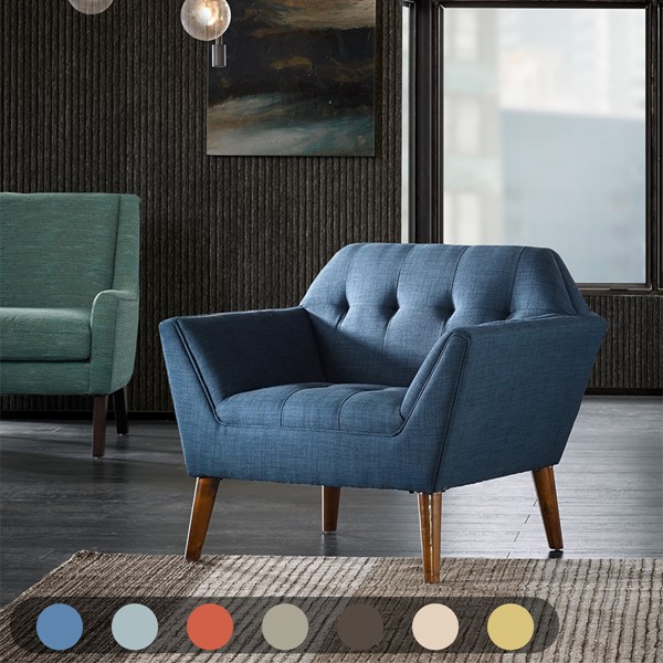 INK+IVY Newport Wide Mid-Century Modern Lounge Chair in Blue II100-0063