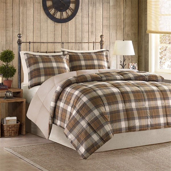 Woolrich Lumberjack Classic Quilting Soft and Cozy Microfiber Solid Reverse Down Alternative Comforter Set, Full/Queen WR10-1058