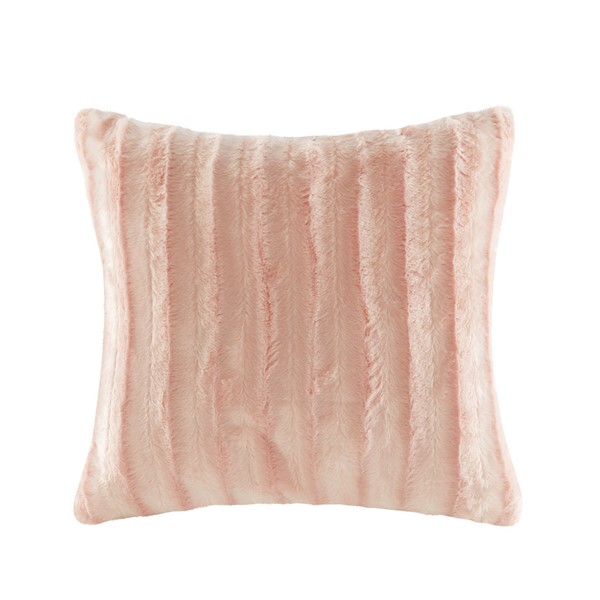 Madison Park Duke Faux Fur Square Pillow in Blush, 20x20" MP30-4963