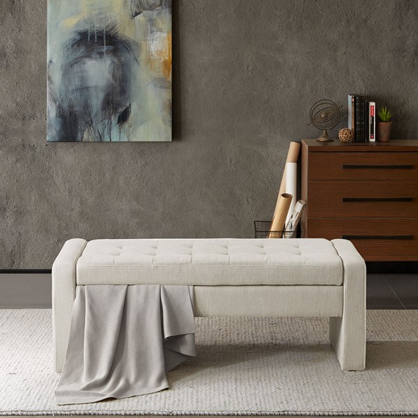 Madison Park Gillian Soft Close Storage Bench in Cream FPF18-0524