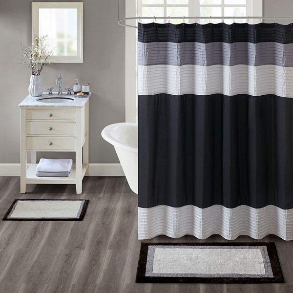 Madison Park Amherst Cotton Tufted Bath Rug in Black, 27x45" MP72-1559