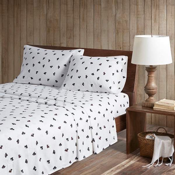 Woolrich Cotton Flannel Sheet Set in Black/White Scottie Dogs, Full WR20-3313