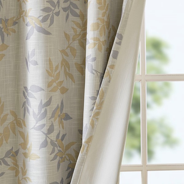 SunSmart Julie Printed Botanical Blackout Curtain Panel in Yellow, 50x95" SS40-0023