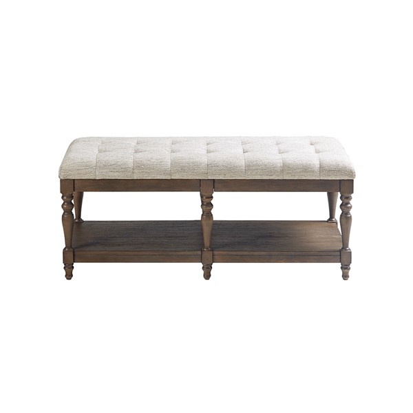 Martha Stewart Highland Tufted Accent Bench with Shelf in Ivory MT105-0139