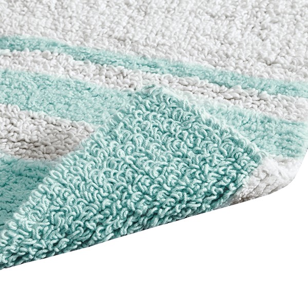 Madison Park Spa Cotton Reversible Bath Rug in Aqua, 27x45" MP72-1544