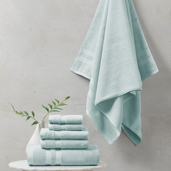 Beautyrest Plume 100% Cotton Feather Touch Antimicrobial Towel 6 Piece Set in Seafoam, 6-Piece BR73-2437