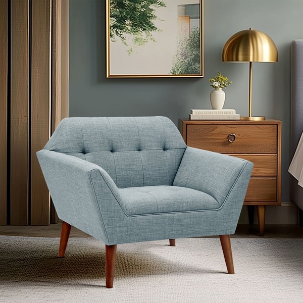 INK+IVY Newport Wide Mid-Century Modern Lounge Chair in Light Blue II100-0382