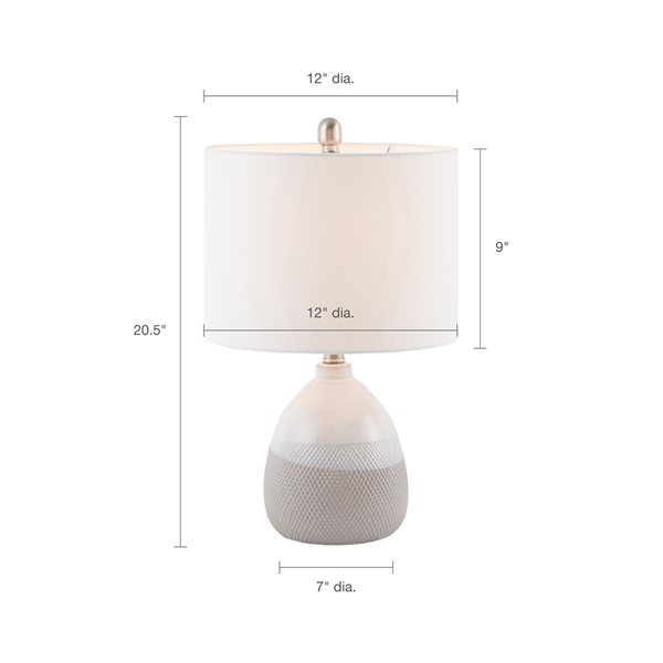 510 Design Driggs Ceramic Textured Table Lamp in Ivory/Grey 5DS153-0029