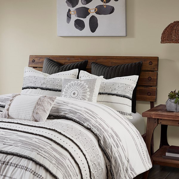 INK+IVY Nea Cotton Printed Comforter Set with Trims in Black/White, King/Cal King II10-1131