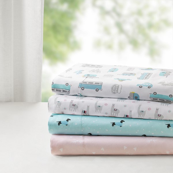 Intelligent Design Novelty Printed Sheet Set in Aqua Dogs, Full ID20-1440