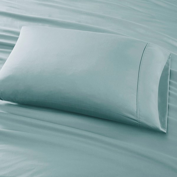 Madison Park 800 Thread Count Cotton Blend Sateen Sheet Set in Aqua, King MPH20-0014