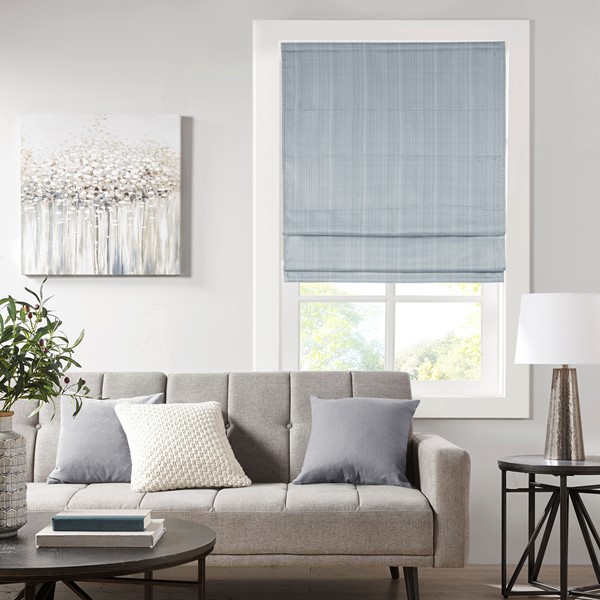 Madison Park Galen Basketweave Cordless Roman Shade Collection in Blue, 34x64" MP40-7872