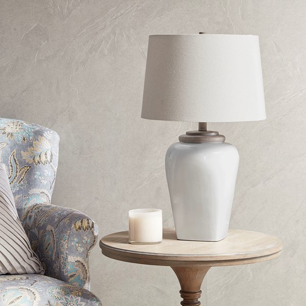 Martha Stewart Jemma Ceramic Table Lamp in White MT153-0015