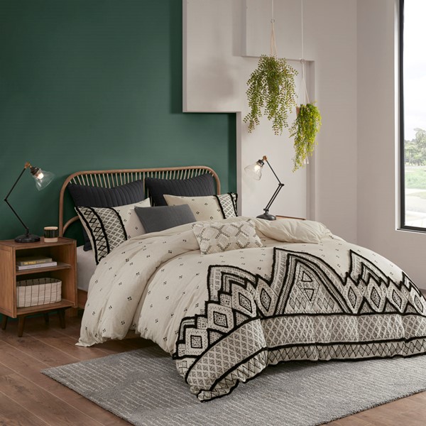 INK+IVY Marta 3 Piece Flax and Cotton Blended Duvet Cover Set in Natural, King/Cal King II12-1111