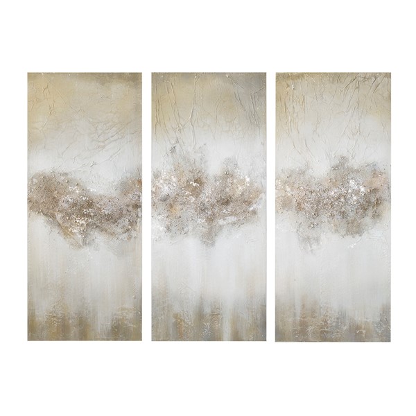 Madison Park Luminous Heavily Embellished 3-piece Canvas Wall Art Set in Taupe MP95C-0158