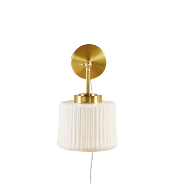 INK+IVY Luminex White Ceramic Wall Sconce with Adjustable Swing Arm in Gold/White FB155-1182