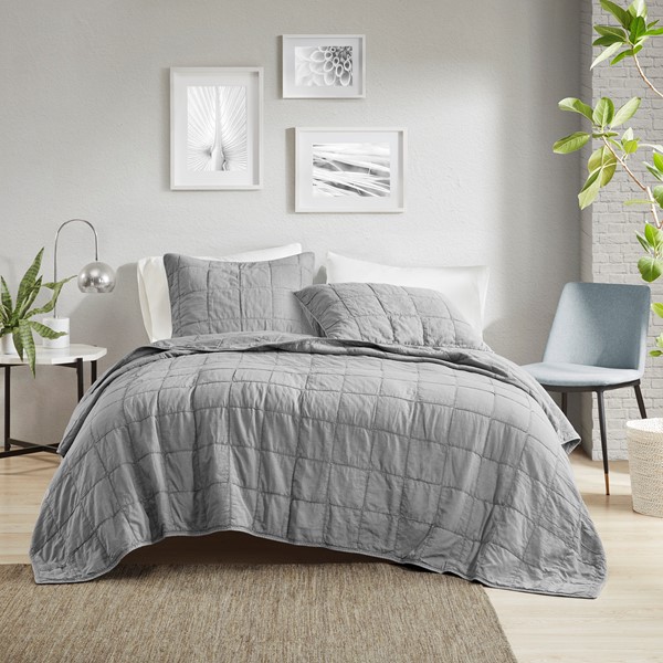 Croscill Casual Gema 3 Piece Grey Coverlet Set in Gray, Full/Queen CCA13-0009