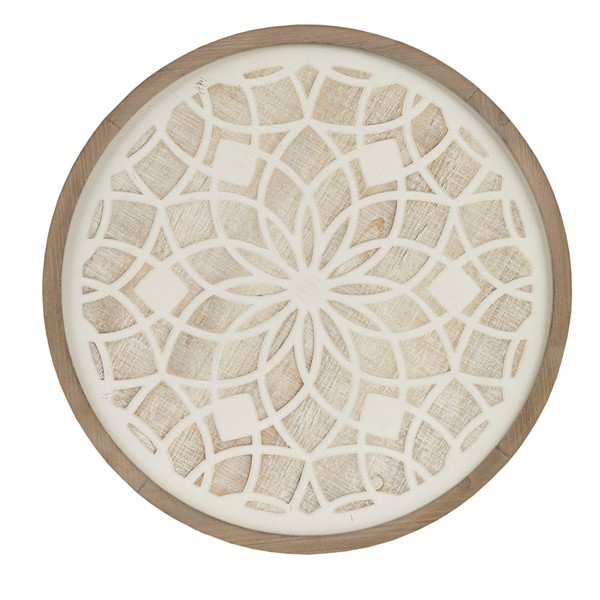 Madison Park Leah Round Two-tone Medallion Wall Decor in Natural/White MP95B-0273