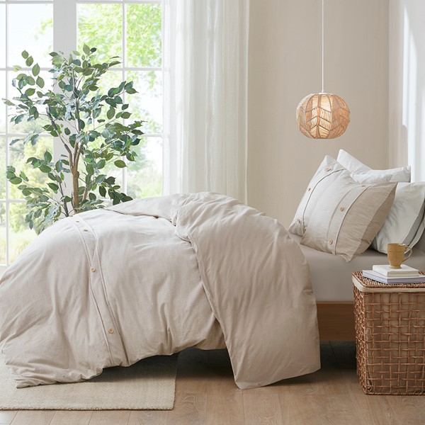 Clean Spaces Dover 3 Piece Organic Cotton Oversized Duvet Cover Set in Natural, King/Cal King LCN12-0108