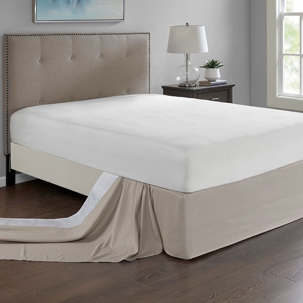 Madison Park Simple Fit Wrap Around Adjustable Bedskirt in Khaki, One Size MP11-5368