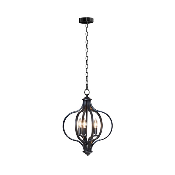 Hampton Hill Nava 3-Light Metal Chandelier with Adjustable Chain in Black FB150-1170