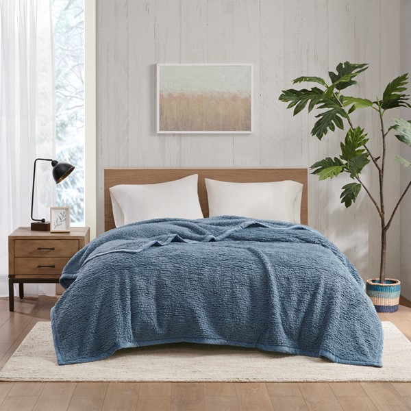 Woolrich Burlington Berber Blanket in Blue, King WR51-2219