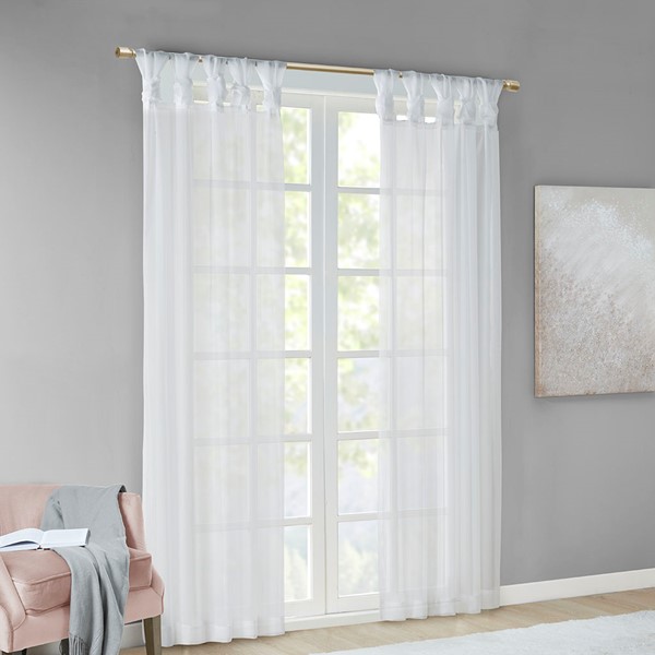 Madison Park Ceres Twist Tab Voile Sheer Window Pair in White, 2-PK 50x63" MP40-5467