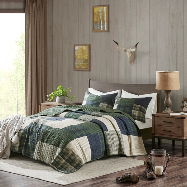 Woolrich Mill Creek Oversized Cotton Quilt Set in Green, King/Cal King WR13-2816