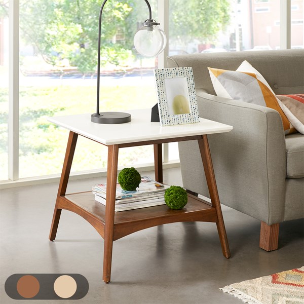 Madison Park Parker End Table in Off-White/Pecan MP120-0095