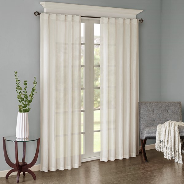 Madison Park Harper Solid Crushed Curtain Panel Pair in White, 42x84" MP40-4497