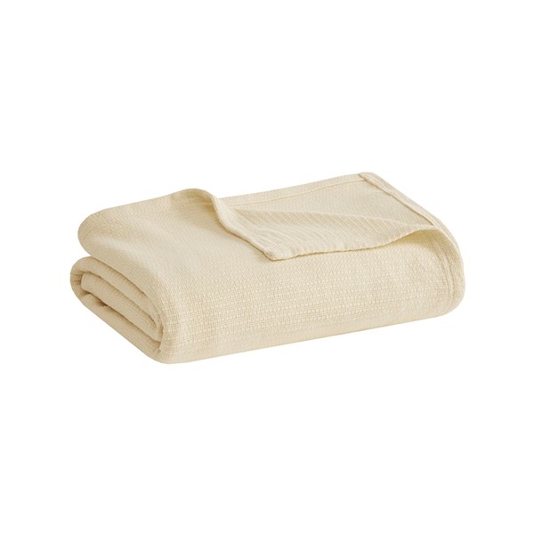 Madison Park Freshspun Basketweave Cotton Blanket in Natural, Full/Queen BL51N-0849